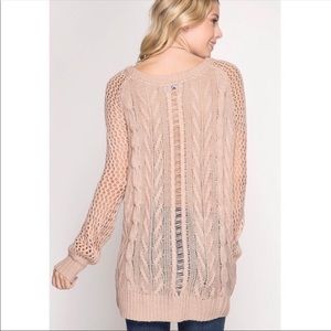 NWT - Taupe Open Cable Knit Sweater by She & Sky